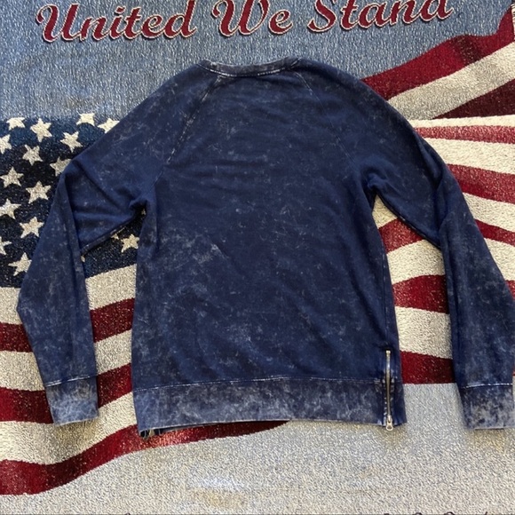 Decree Men’s Vintage Wash Blue Crewneck Sweater Tie Dye Zip Hem Casual M - Picture 3 of 11